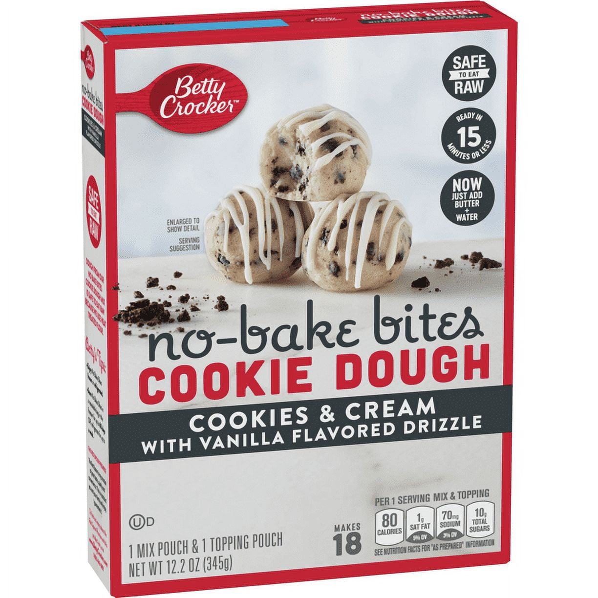 Betty Crocker No-Bake Bites Cookies and Cream Cookie Dough, 12.2 oz.