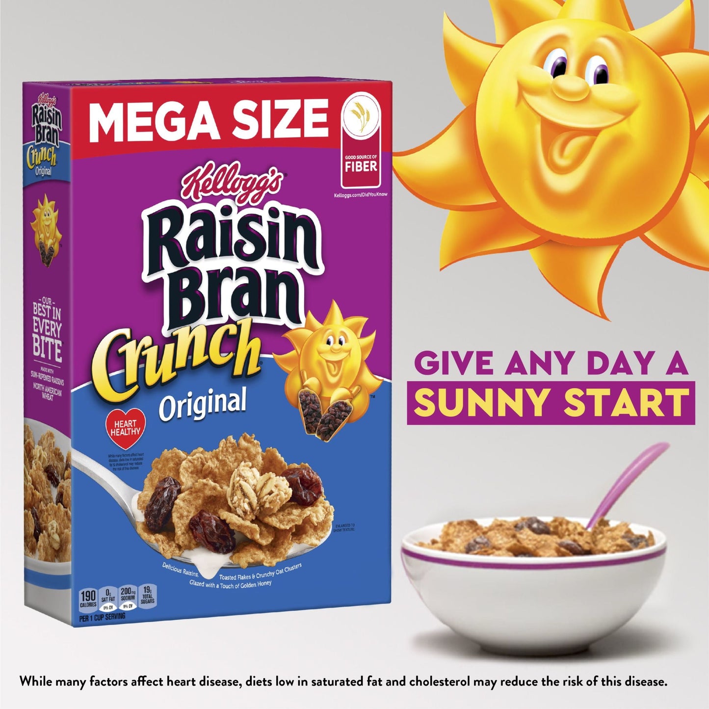 Kellogg's Raisin Bran Crunch Original Cold Breakfast Cereal, Mega Size, 30.5 oz Box