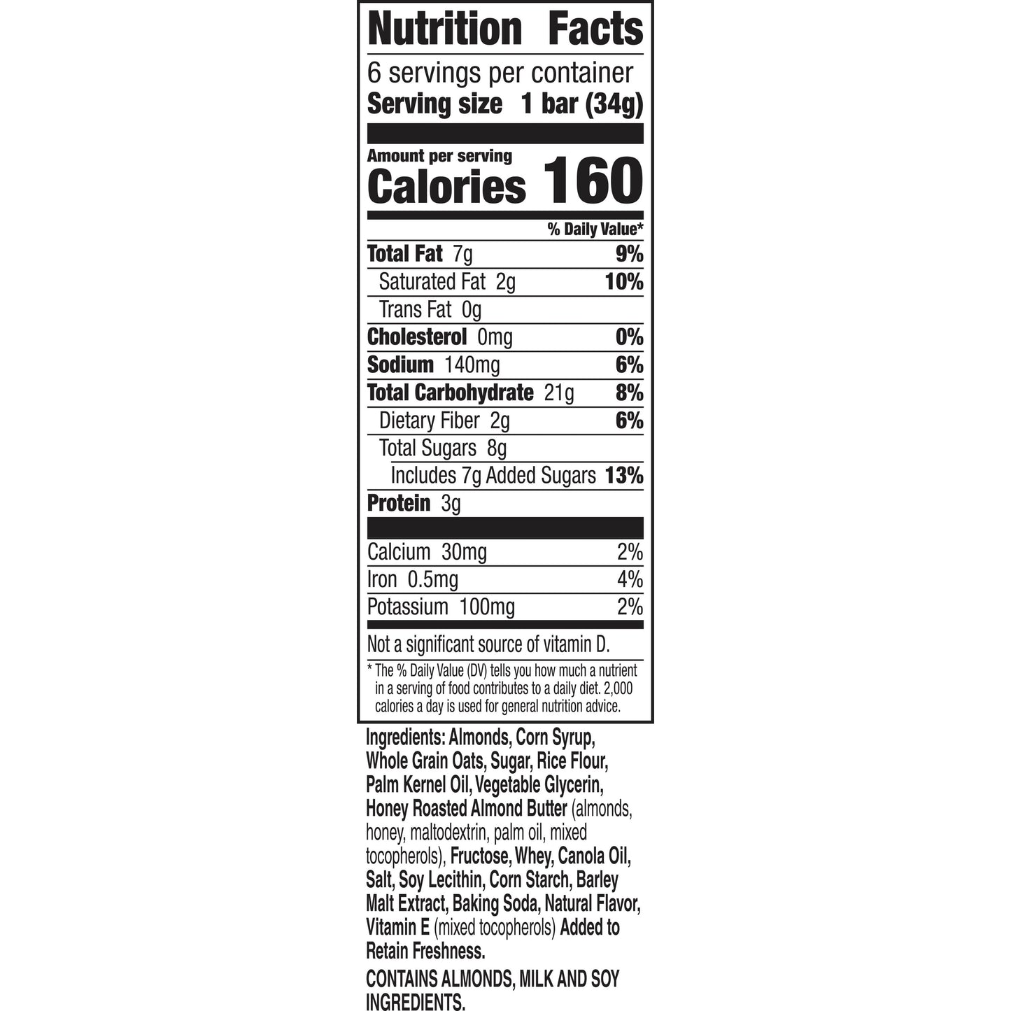 Nature Valley Granola Bars, Sweet and Salty Nut, Almond, 6 Bars, 7.2 OZ