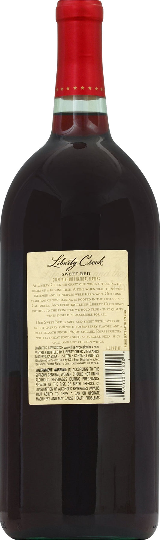 Liberty Creek Sweet Red Blend Wine, California, 1.5 Liter Glass Bottle