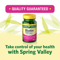 Spring Valley Biotin Hair/Skin/Nails Health Dietary Supplement Softgels, 5,000 mcg, 120 Count