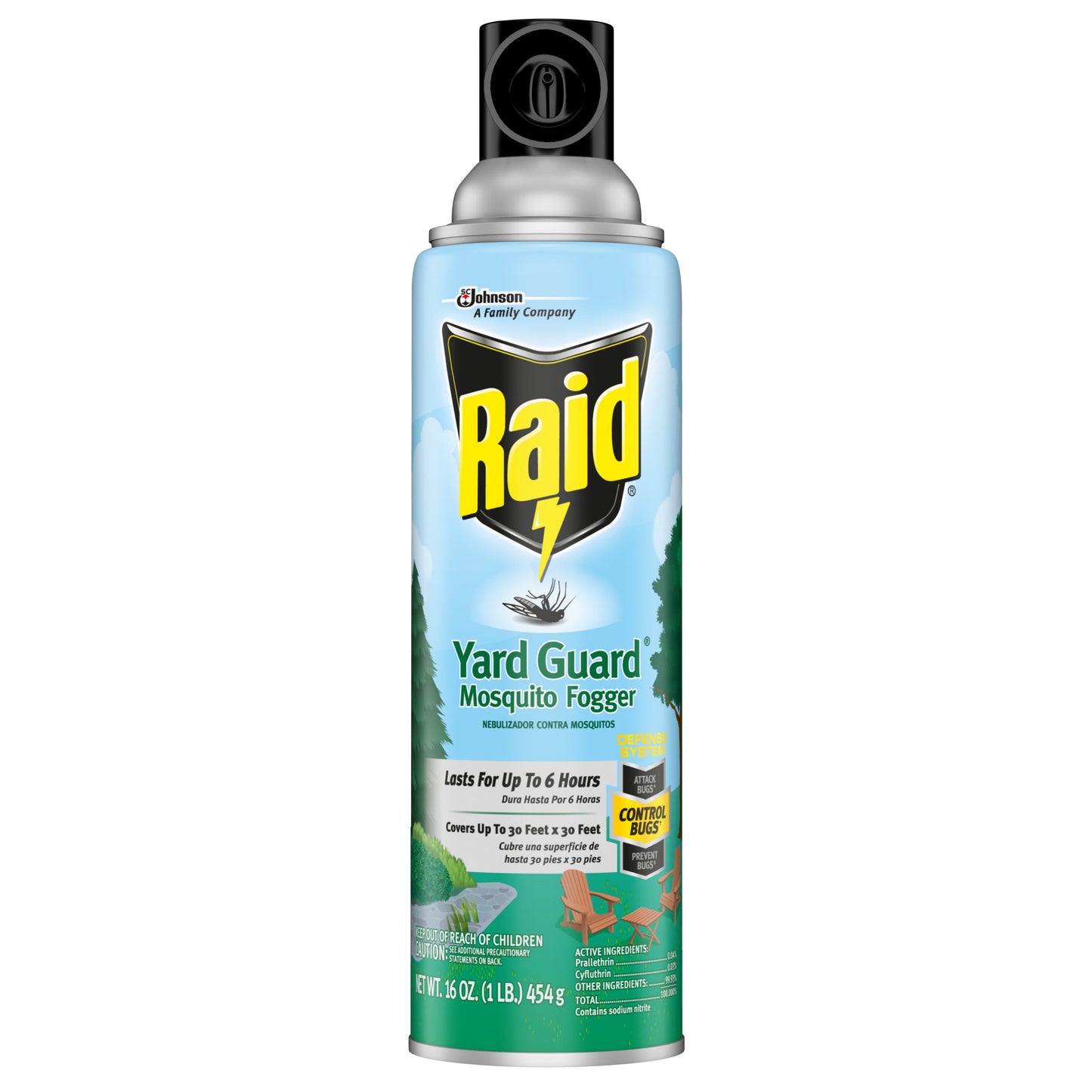 Raid Yard Guard Mosquito Fogger, Mosquito Killer Spray, 900 Square Feet Treatment, 16 oz