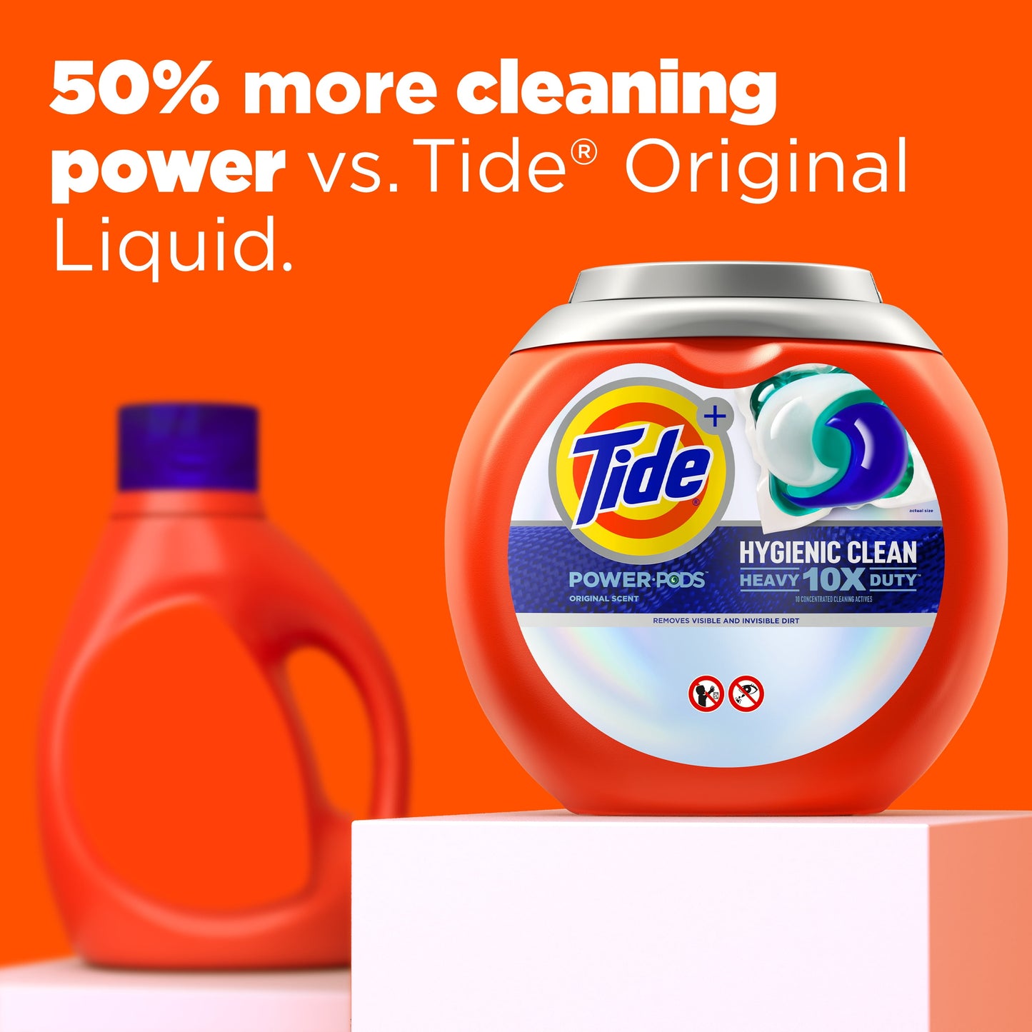 Tide Power Pods Laundry Detergent Soap Packs, Hygienic Clean, Original, 63 Ct