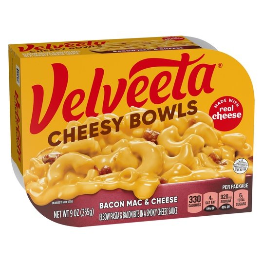 Velveeta Cheesy Bowls Bacon Mac & Cheese Microwave Meal, 9 oz Tray