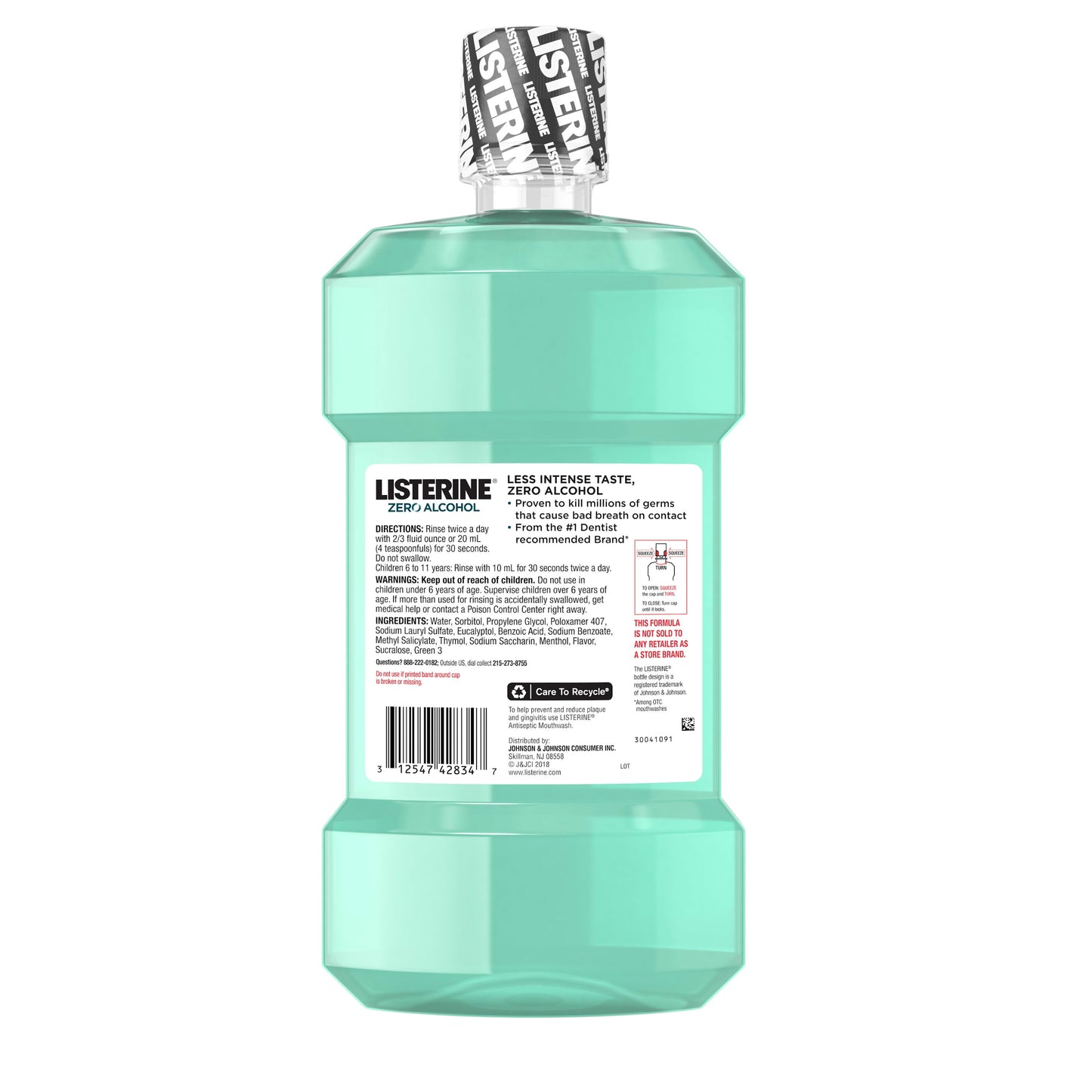 Listerine Zero Alcohol-Free Mouthwash for Bad Breath, Cool Mint, 1.5 L