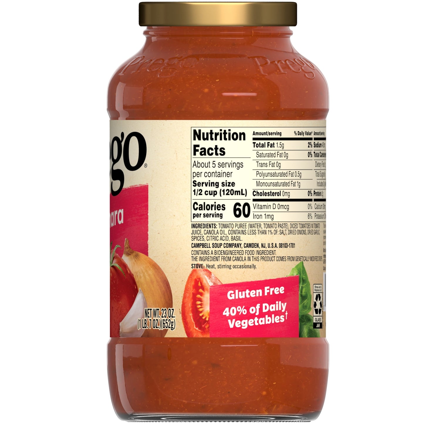 Prego Marinara Spaghetti Sauce, 23 oz Jar