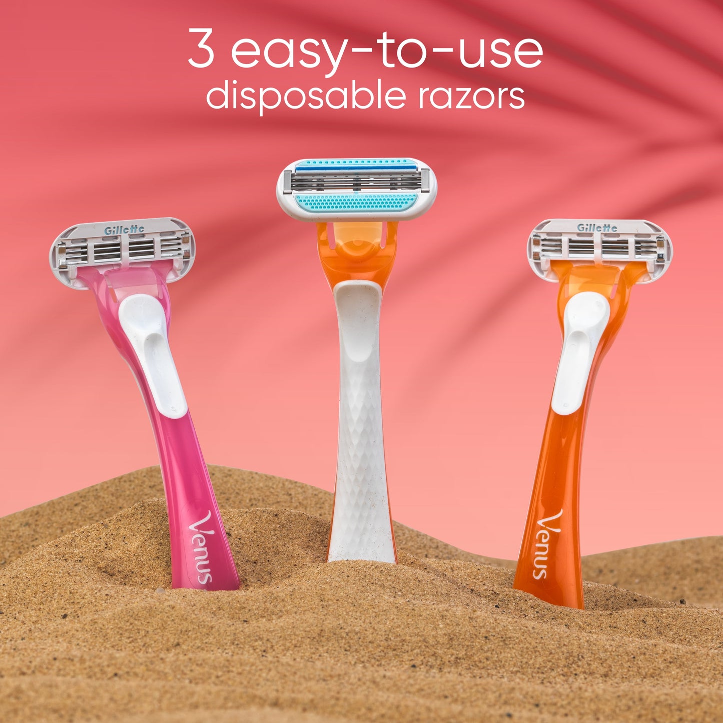 Venus Miami Sunset Smooth Sensitive, Disposable Women's Razors, 3 Ct