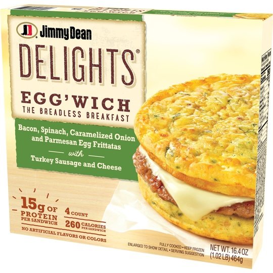 Jimmy Dean Delights Egg'wich Parmesan Egg Frittatas Turkey Sausage and Cheese, 4 count (Frozen)