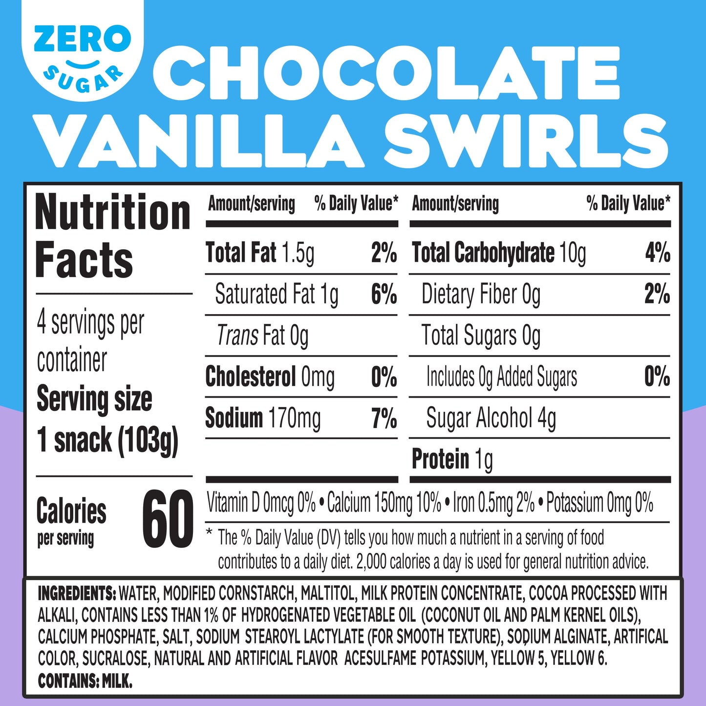 Jell-O Chocolate Vanilla Swirls Sugar Free Pudding Cups Snack, 4 Ct Cups