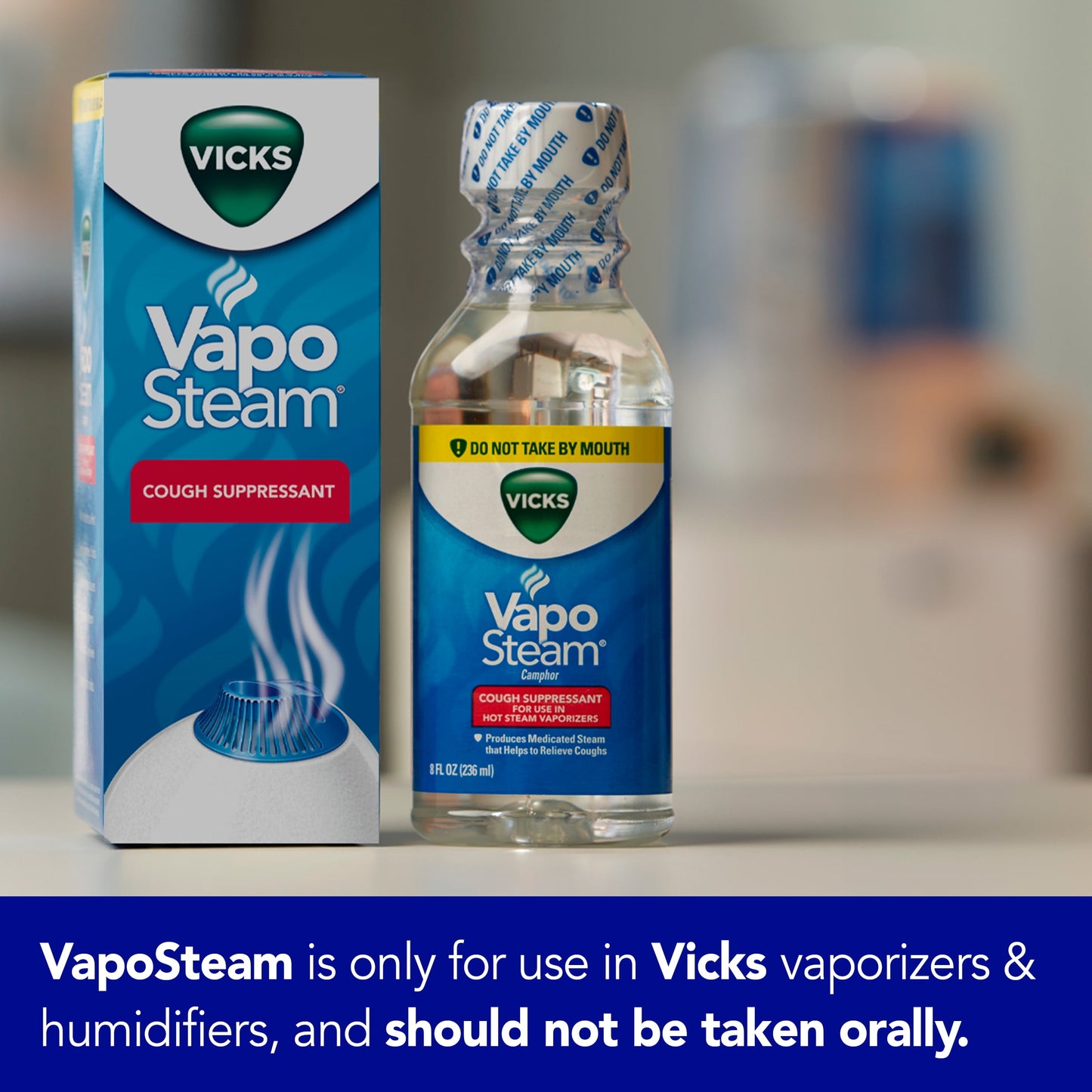 Vicks Vapo Steam Cough Suppressant, Liquid for Use in Vicks Hot Vaporizers, 8 fl oz, VIN008V1