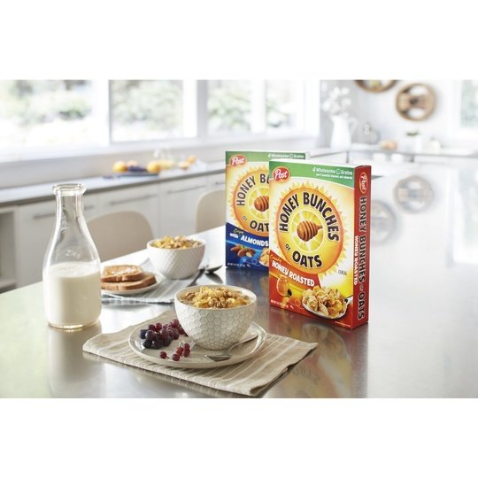 Post Honey Bunches of Oats with Almonds Breakfast Cereal, Family Size Cereal, 18 oz Box