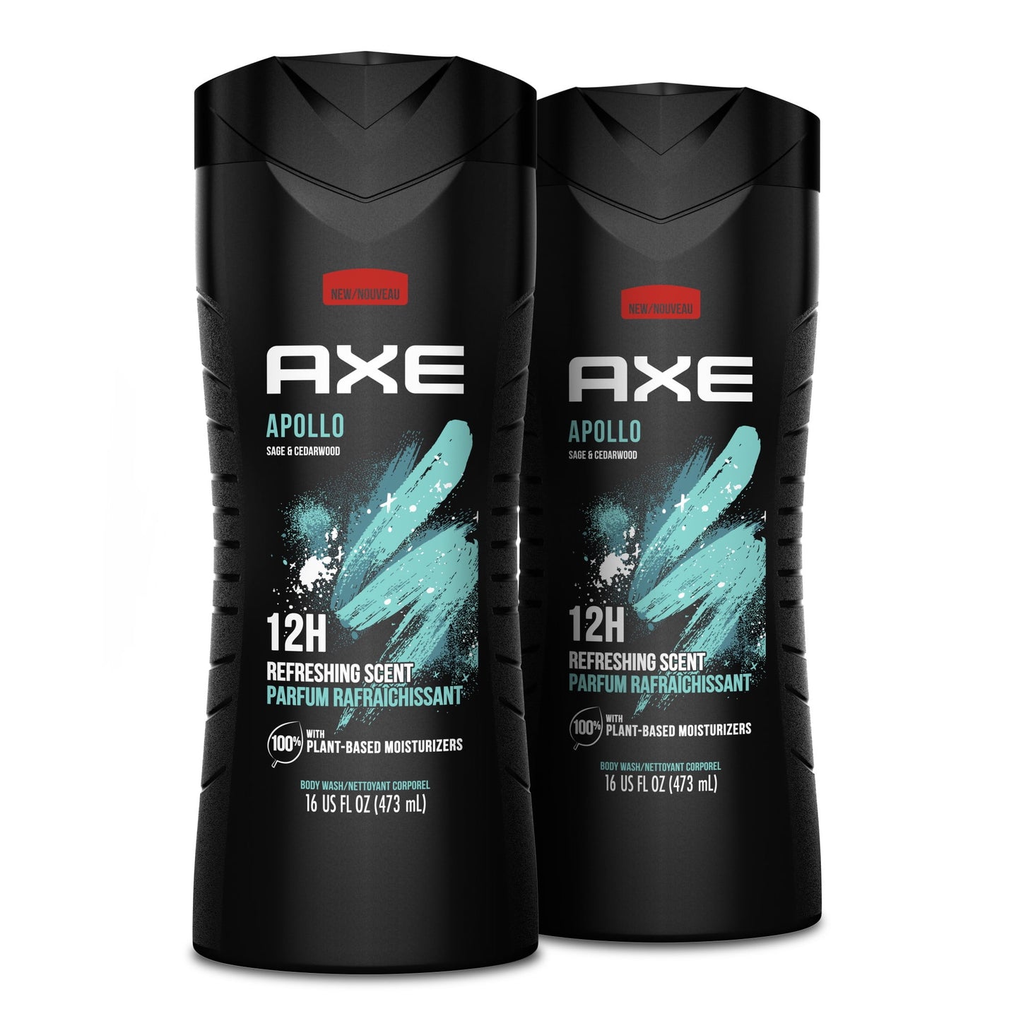 Axe Apollo Refreshing Daily Use Body Wash Twin Pack, Sage and Cedarwood, 16 fl oz