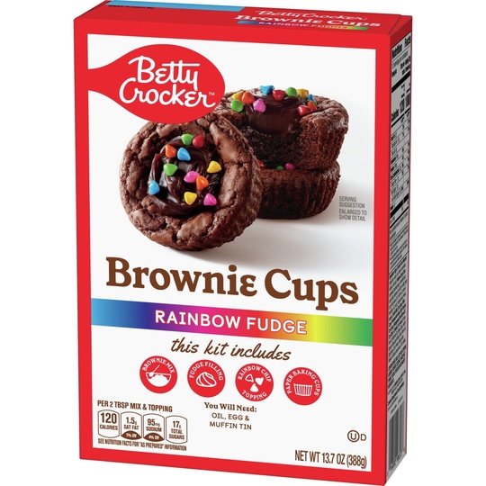 Betty Crocker Brownie Cups Mix, Rainbow Fudge, 13.7 oz