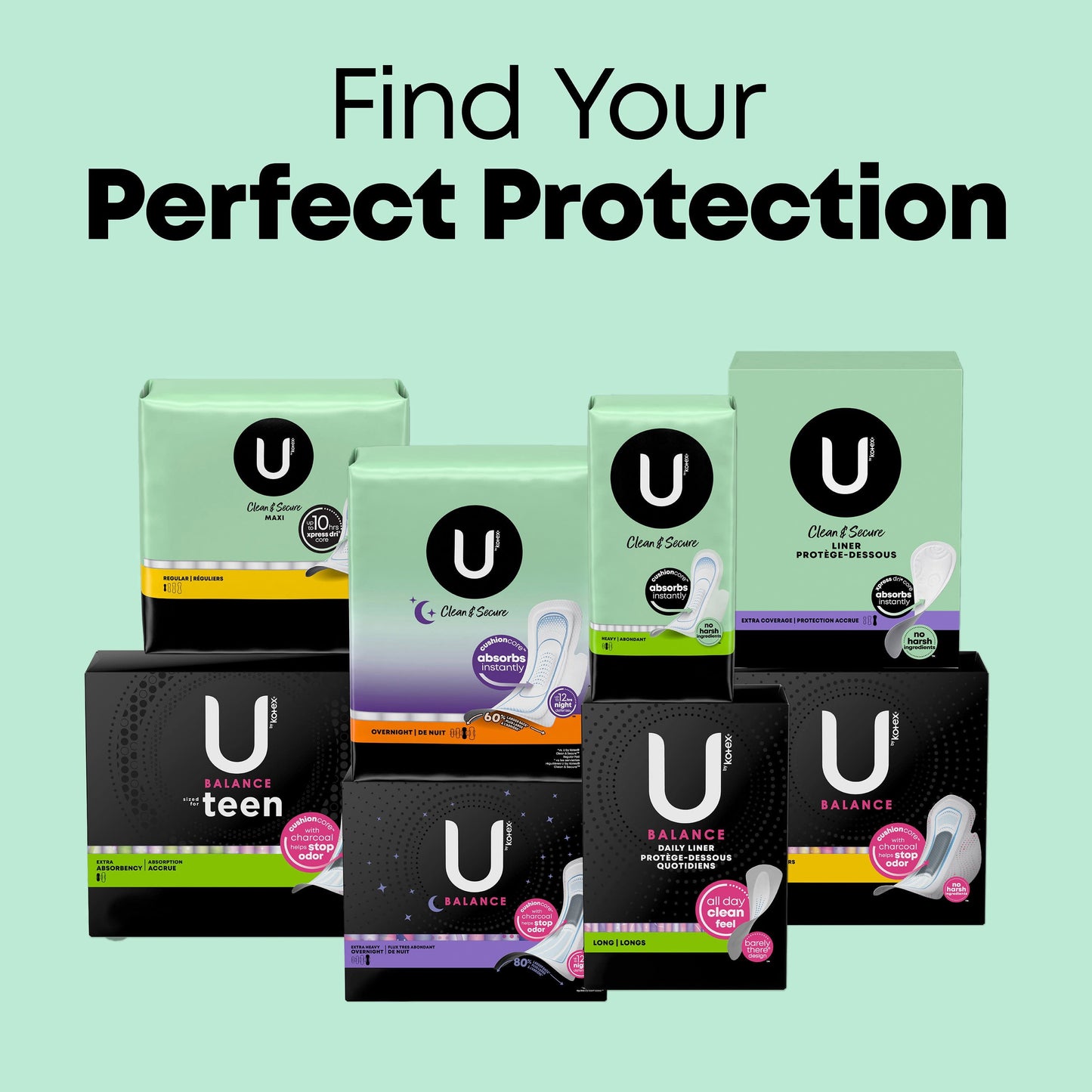 U by Kotex Clean & Secure Ultra Thin Pads, Regular Absorbency, 60 Count