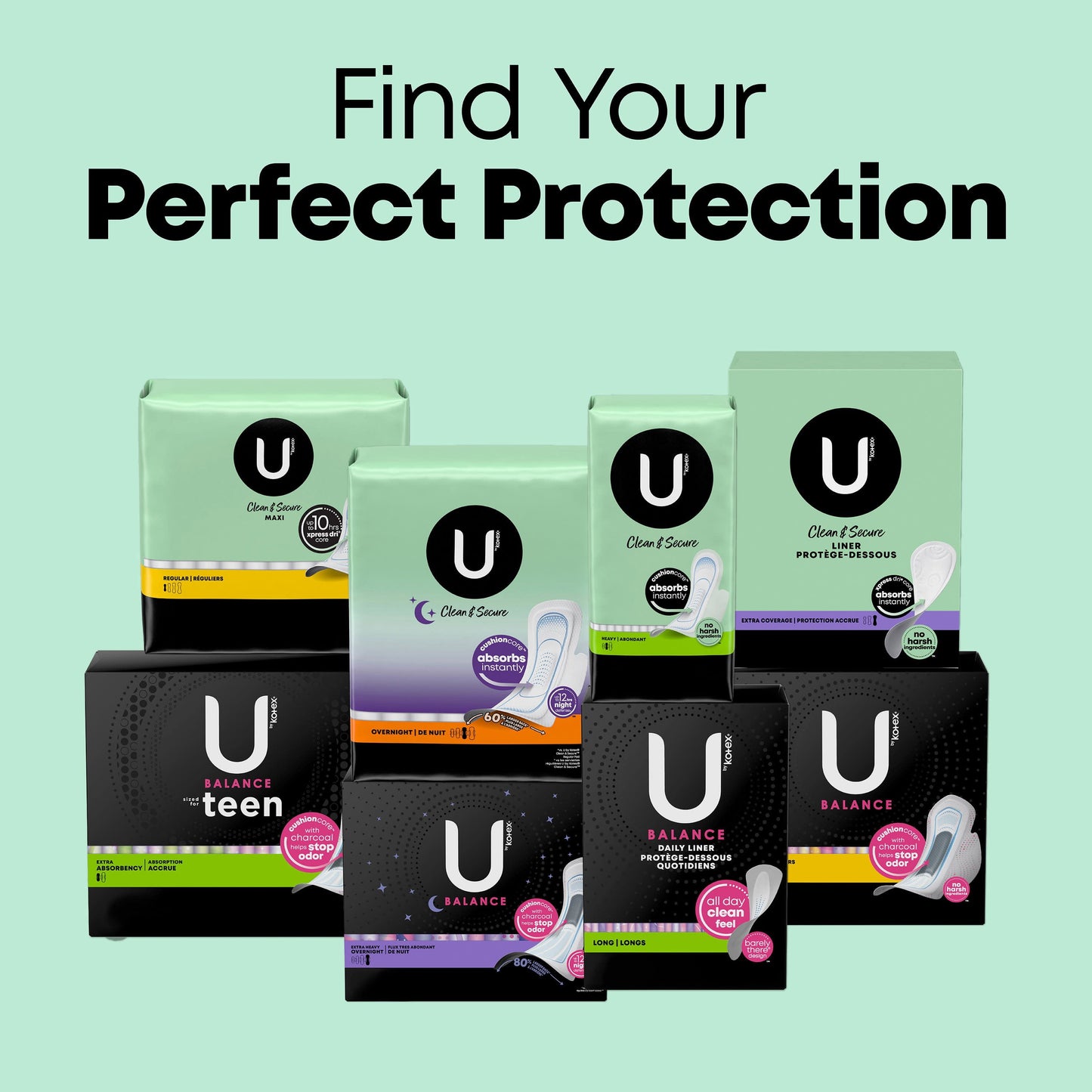 U by Kotex Clean & Secure Panty Liners, Light Absorbency, Extra Coverage, 80 Count