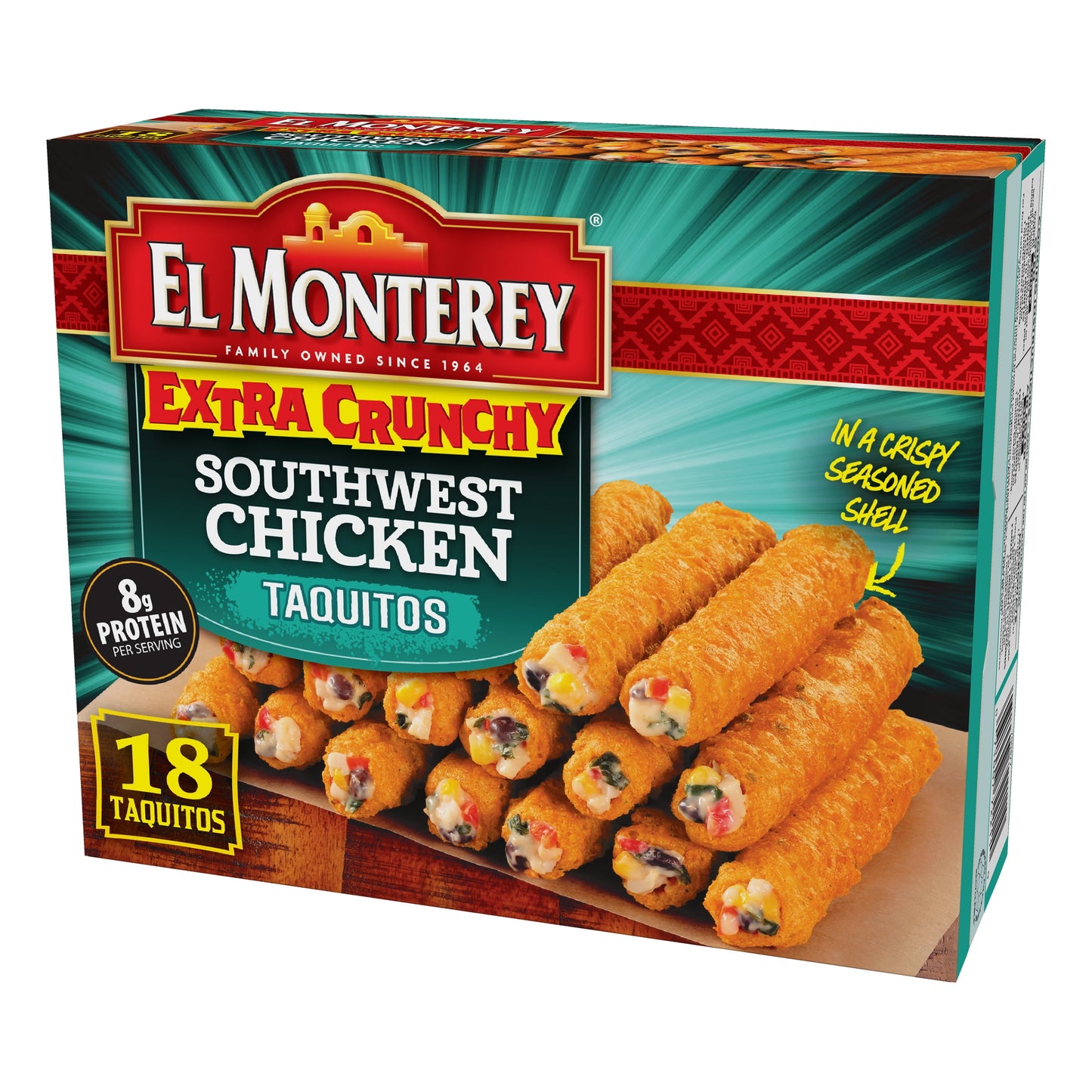 El Monterey Extra Crunchy Southwest Chicken Taquitos, 20.7 Oz, 18 Count (Frozen)