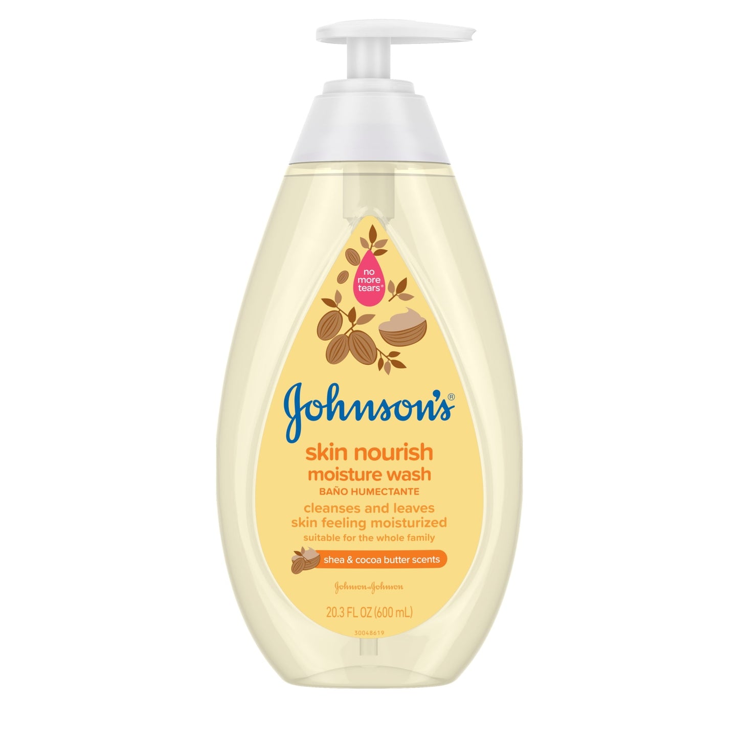 Johnson's Skin Nourish Moisture Tear Free Soap and Body Wash, Shea and Cocoa Butter Shower Gel, 20.3 oz