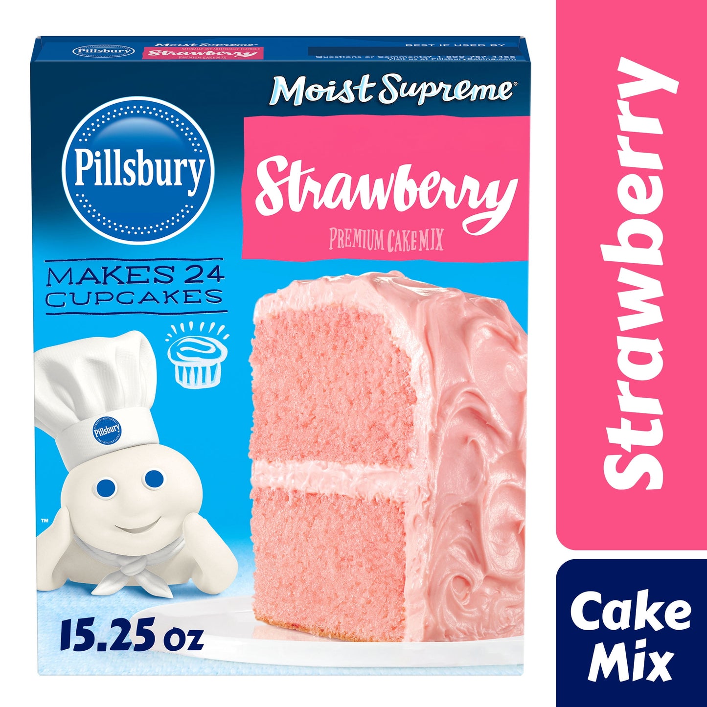 Pillsbury Moist Supreme Premium Strawberry Cake Mix, 15.25 oz Box