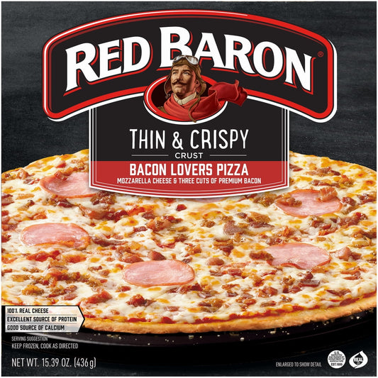 Red Baron Pizza, Thin & Crispy Bacon Lovers, 15.39 oz (Frozen)