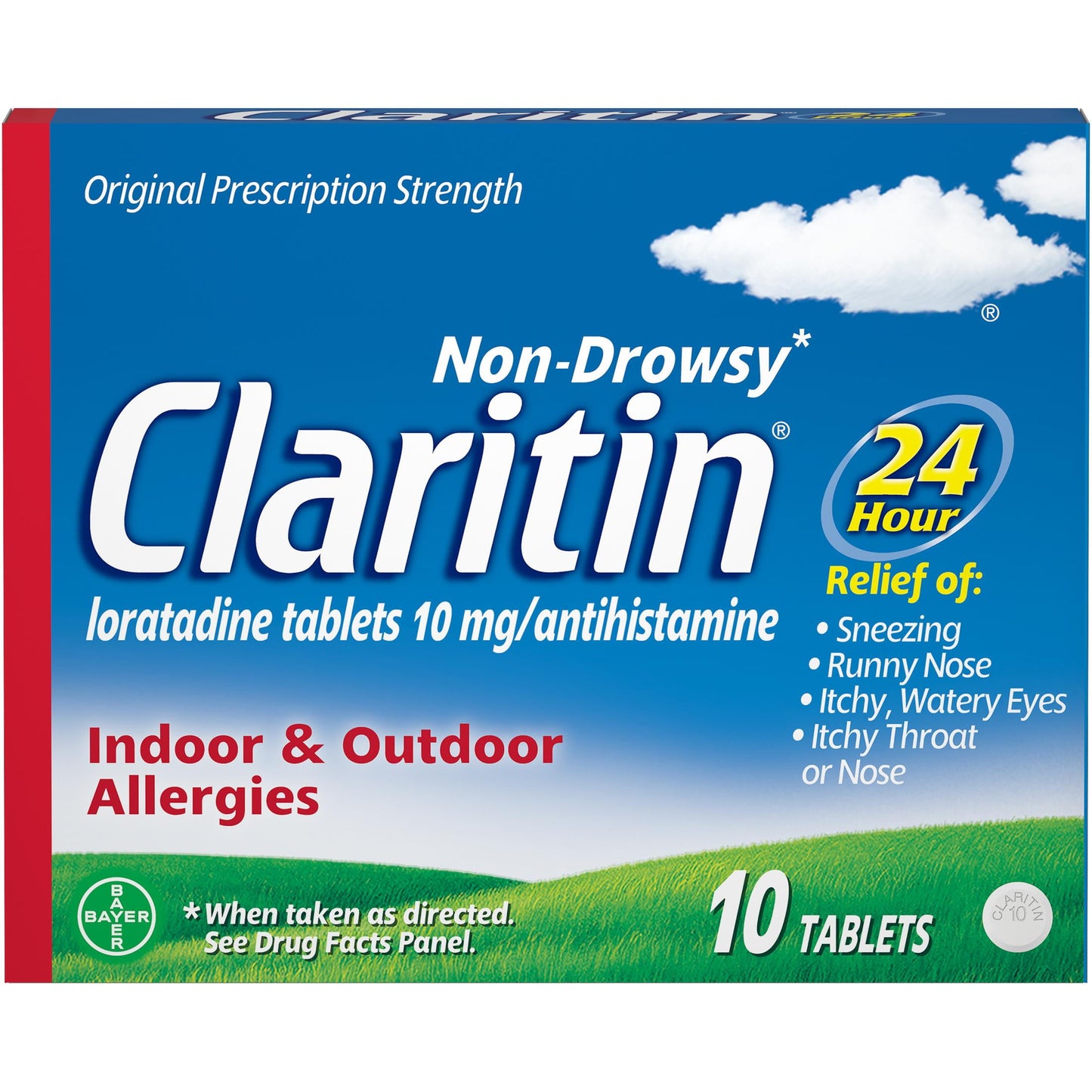 Claritin 24 Hour Non-Drowsy Allergy Medicine, Loratadine Antihistamine Tablets, 10 Ct