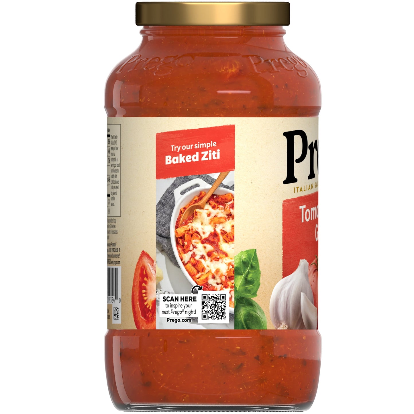 Prego Italian Tomato Sauce with Basil & Garlic, 24 oz Jar