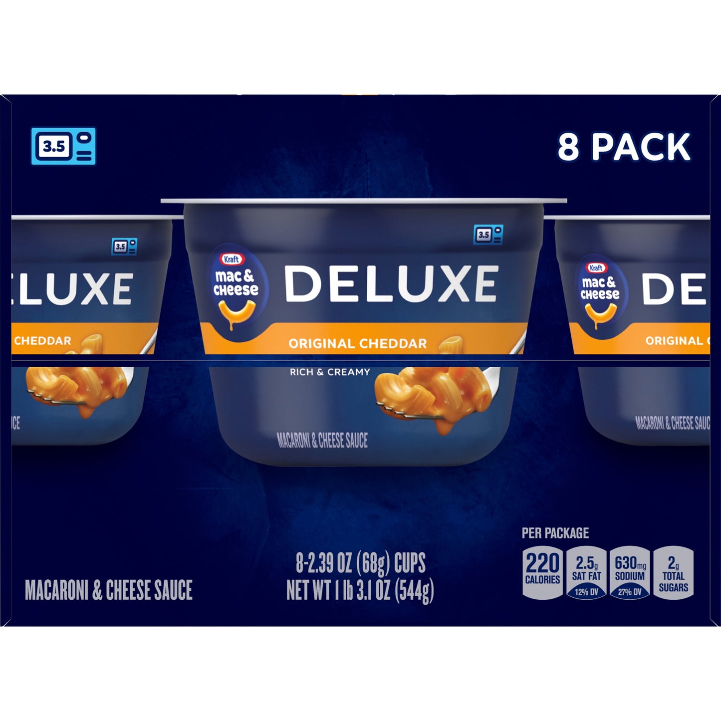 Kraft Deluxe Original Mac N Cheese Macaroni and Cheese Cups Easy Microwavable Dinner, 8 ct Box, 2.39 oz Cups