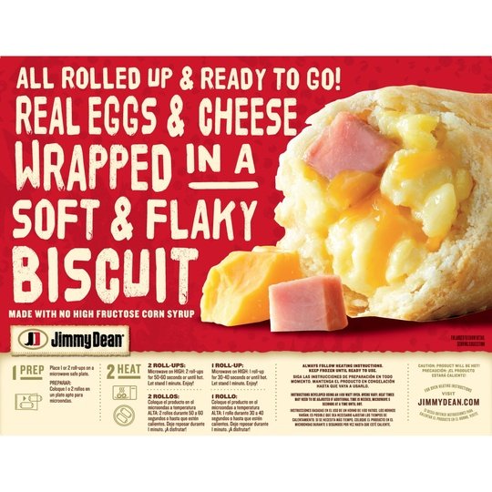 Jimmy Dean Egg Ham & Cheese Biscuit Roll Ups, 12.8 oz, 8 Ct (Frozen)