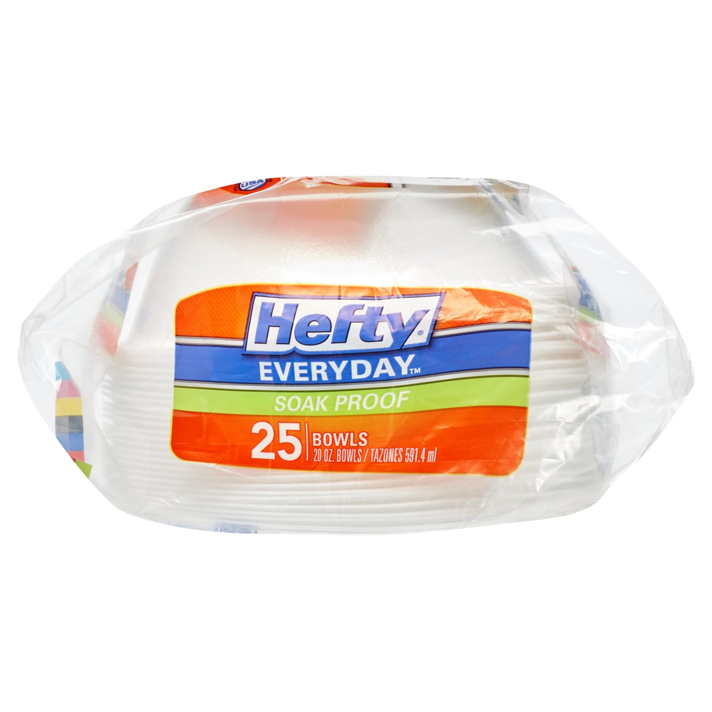 Hefty Everyday Soak-Proof Foam Bowls, White, 20 Ounce, 25 Count