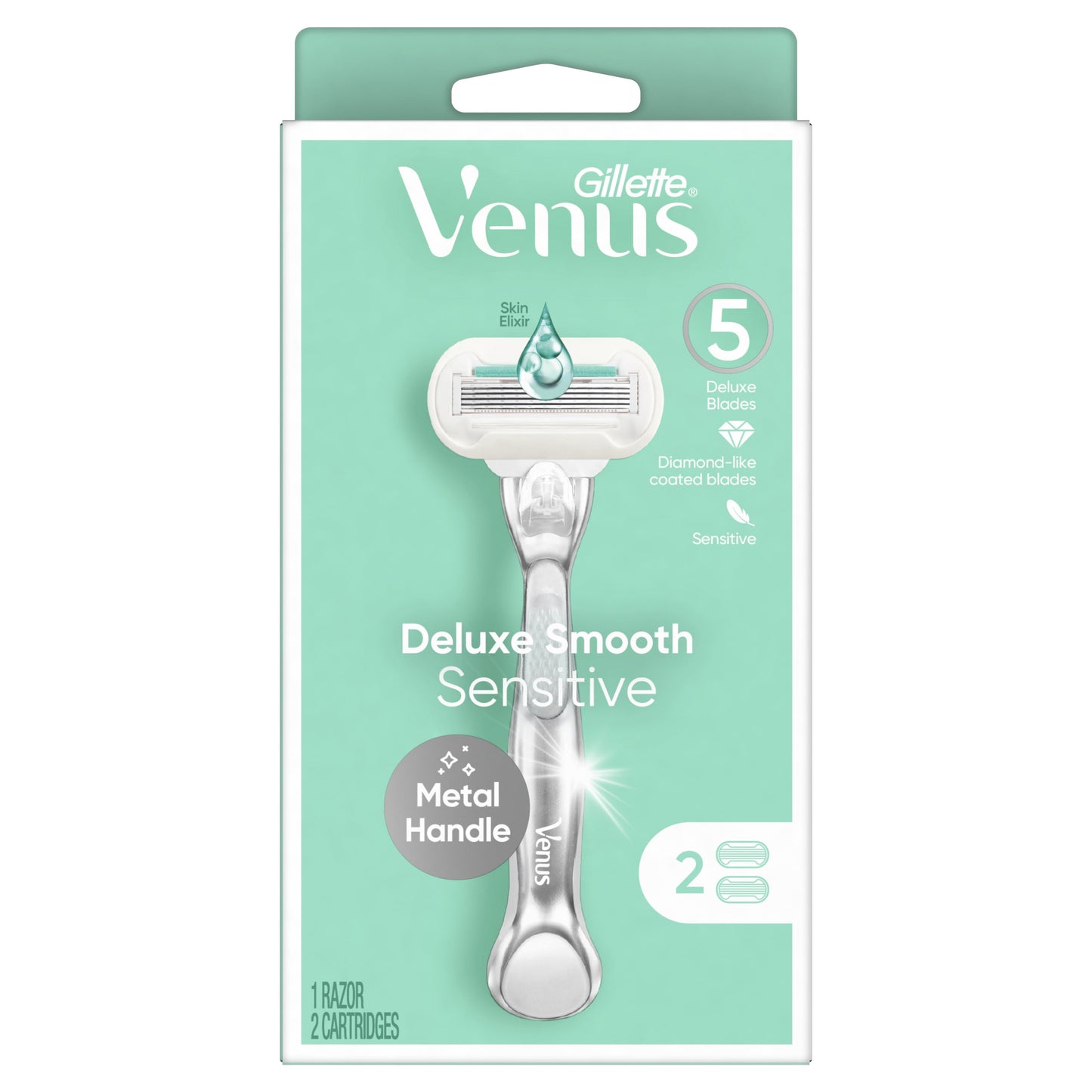 Venus Deluxe Smooth Sensitive Women's Razor Handle + 2 Blade Refills