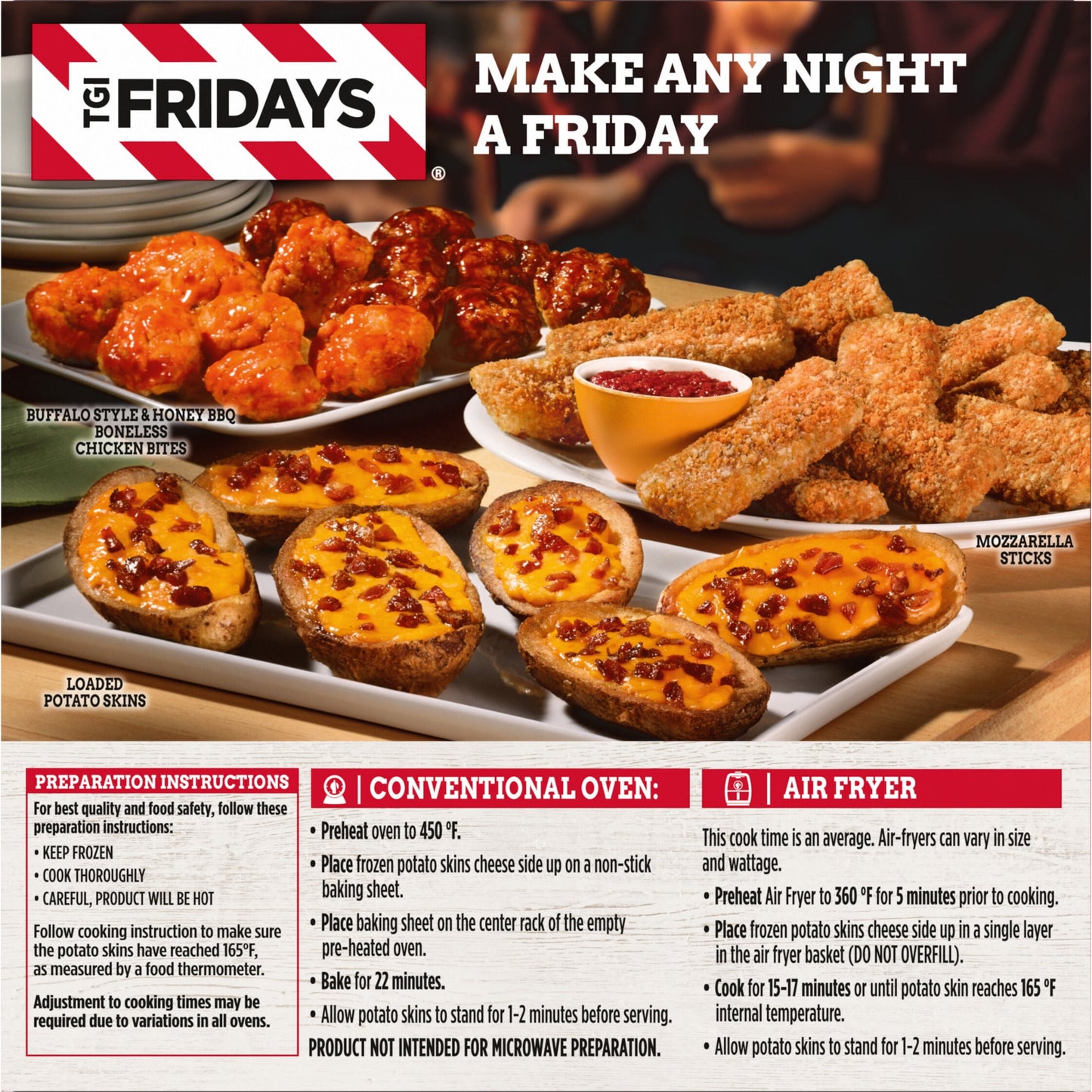 TGI Fridays Loaded Cheddar & Bacon Potato Skins Frozen Snacks & Appetizers, 13.5 oz Box Regular