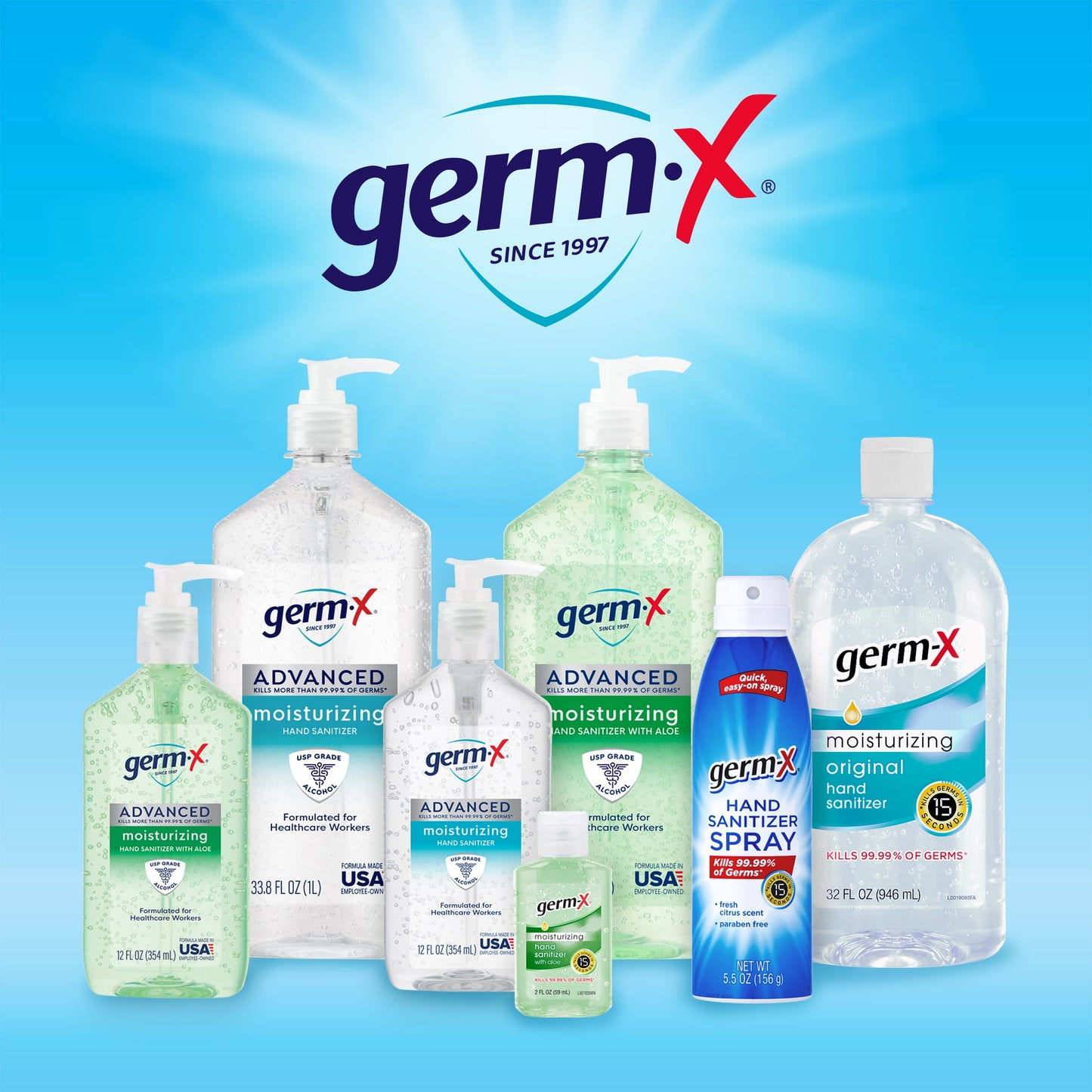 Germ-X Original Hand Sanitizer with Pump, Bottle of Hand Sanitizer, 8 fl oz