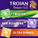 TROJAN Pleasure Variety Pack Lubricated Condoms, 12 Count, 1 Pack