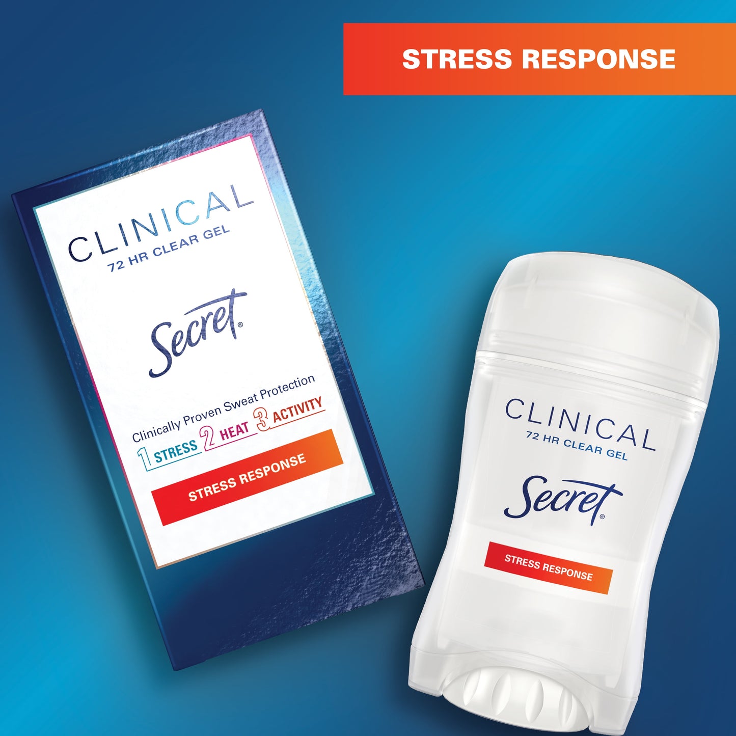 Secret Clinical Strength Clear Gel Antiperspirant and Deodorant, Stress Response, 1.6 oz