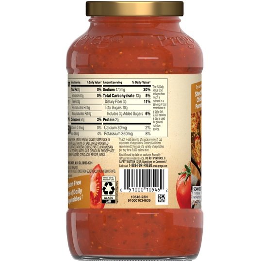 Prego Pasta Sauce, Italian Tomato Sauce with Roasted Garlic & Parmesan Cheese, 24 oz Jar