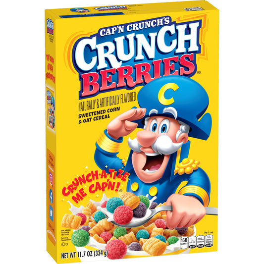Cap'n Crunch, Crunch Berries, Kid's Cereal, 11.7 oz Packaged Breakfast Cereal Box