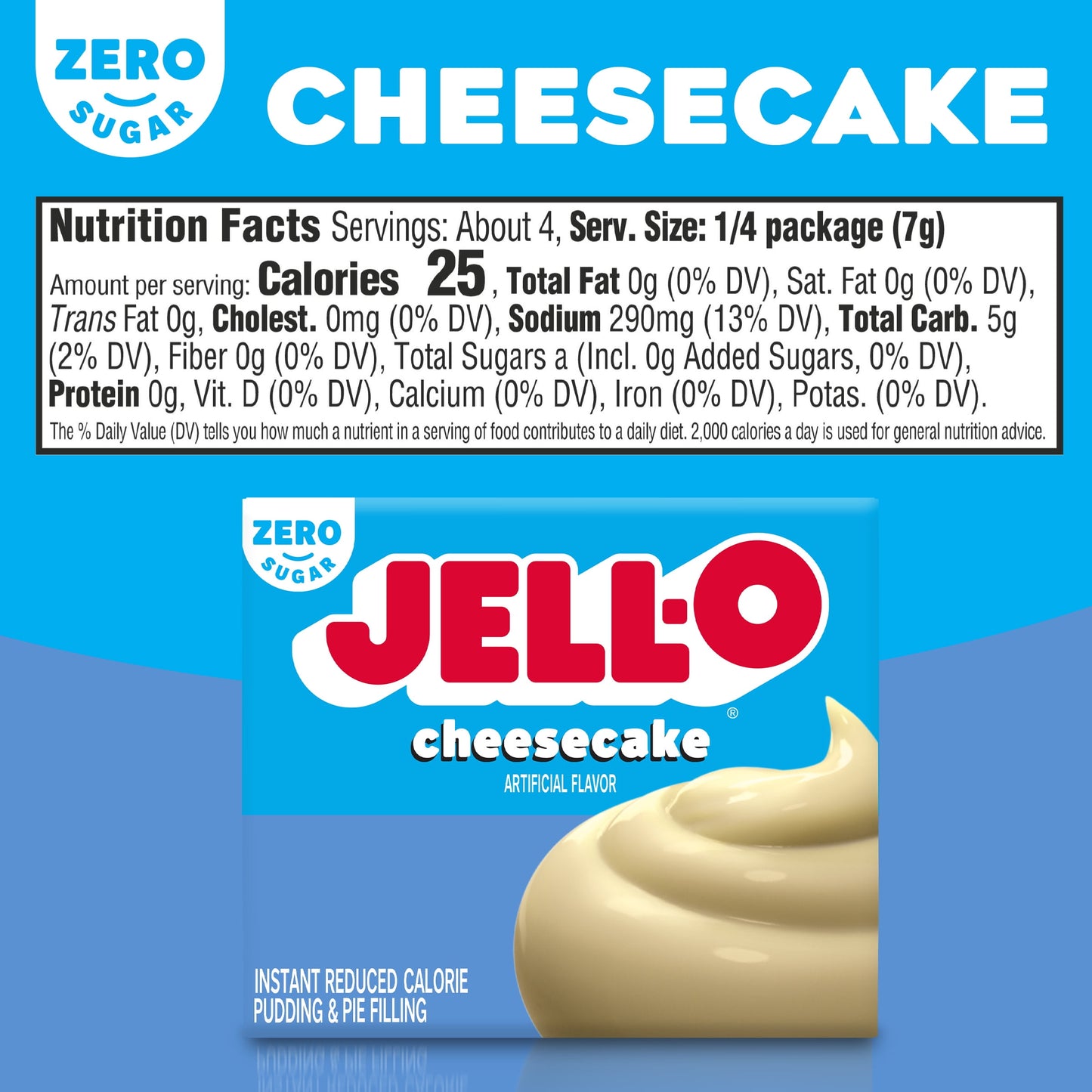 Jell-O Cheesecake Sugar Free Fat Free Instant Pudding Mix & Pie Filling, 1 oz. Box