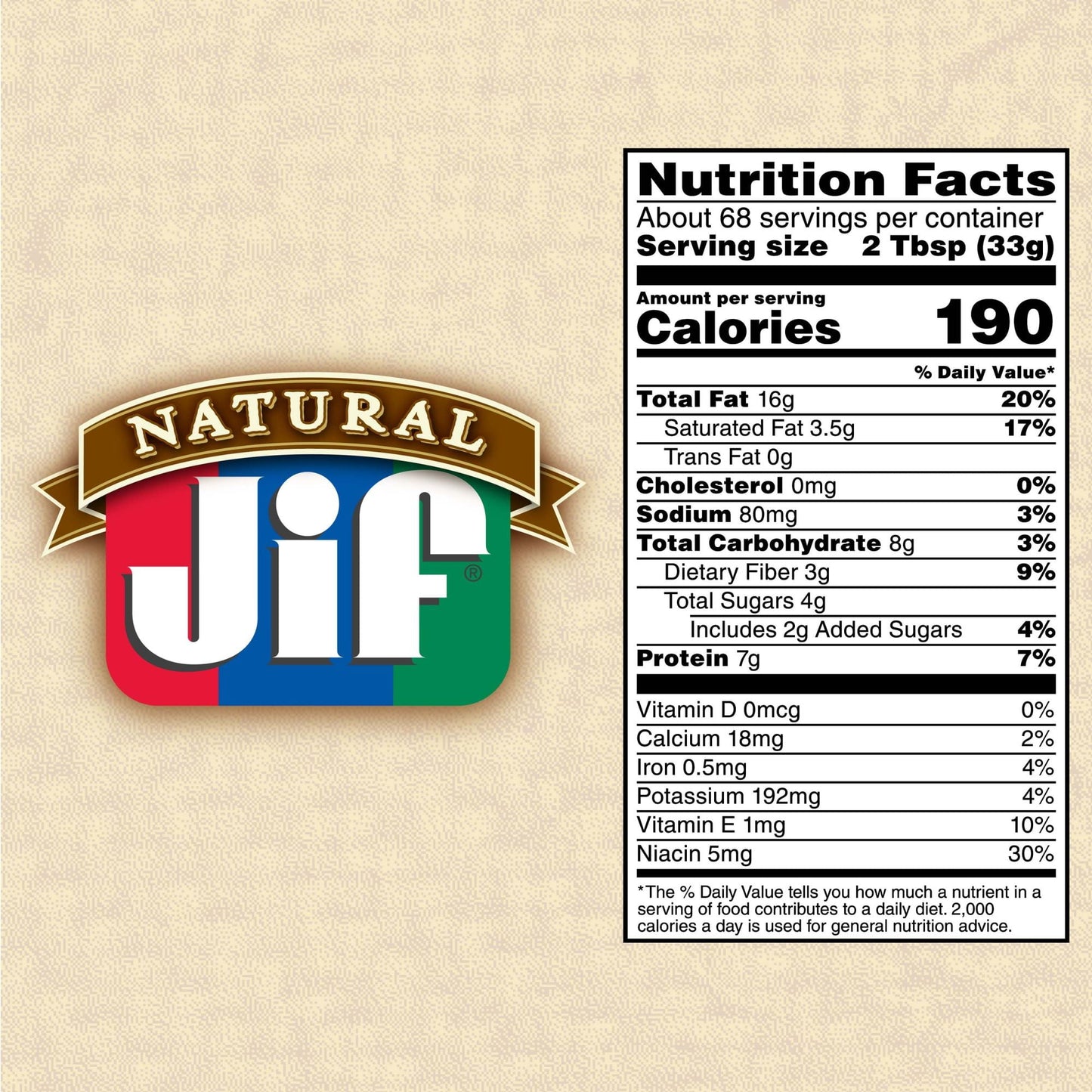 Jif Natural Creamy Peanut Butter Spread Twin Pack, 80-Ounce