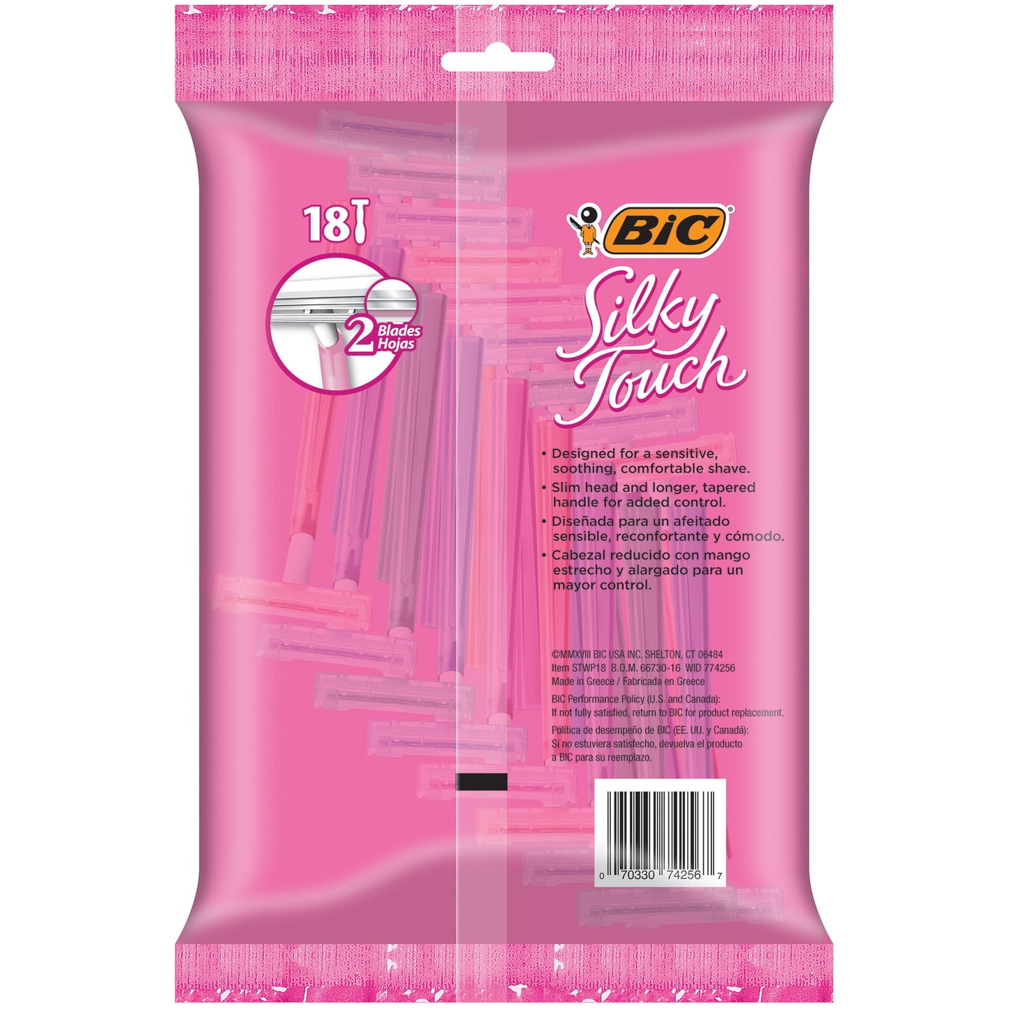 BIC Silky Touch Disposable Razors for Women Value Pack, 2-Blade Comfortable Shave, 18 Pack
