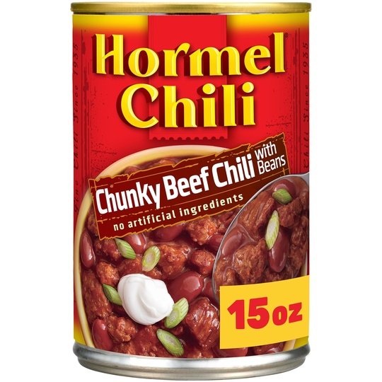 HORMEL Chili Chunky Beef Chili with Beans, No Artificial Ingredients, 15 oz Aluminum Can