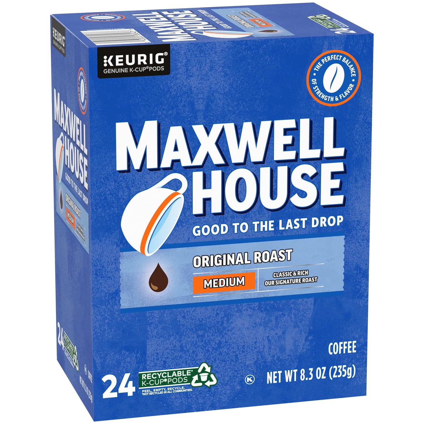 Maxwell House Original Roast Ground Coffee K-Cup Pods, Caffeinated, 24 ct - 8.3 oz Box
