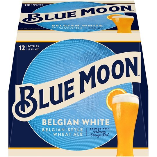 Blue Moon Belgian White Wheat Ale Craft Beer, 12 Pack, 12 fl oz Bottles, 5.4% ABV