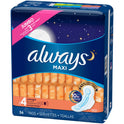 Always Maxi Size 4 Overnight Pads with Wings, Unscented, 36 Count