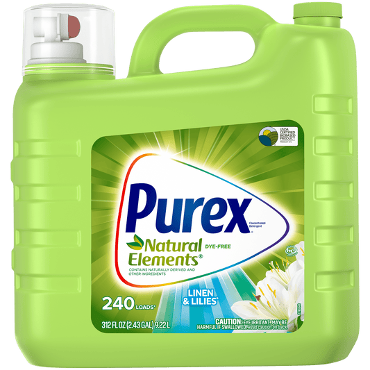 Purex Natural Elements Liquid Laundry Detergent, Linen & Lillies, 240 Loads, 312 Fl Oz