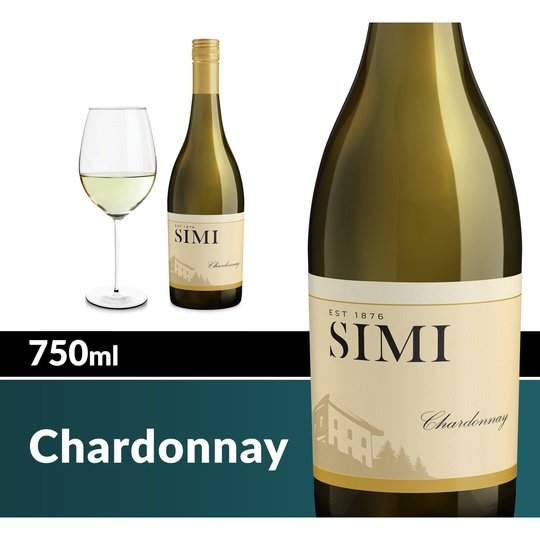 SIMI California Chardonnay White Wine, 750 ml Bottle, 13.5% ABV