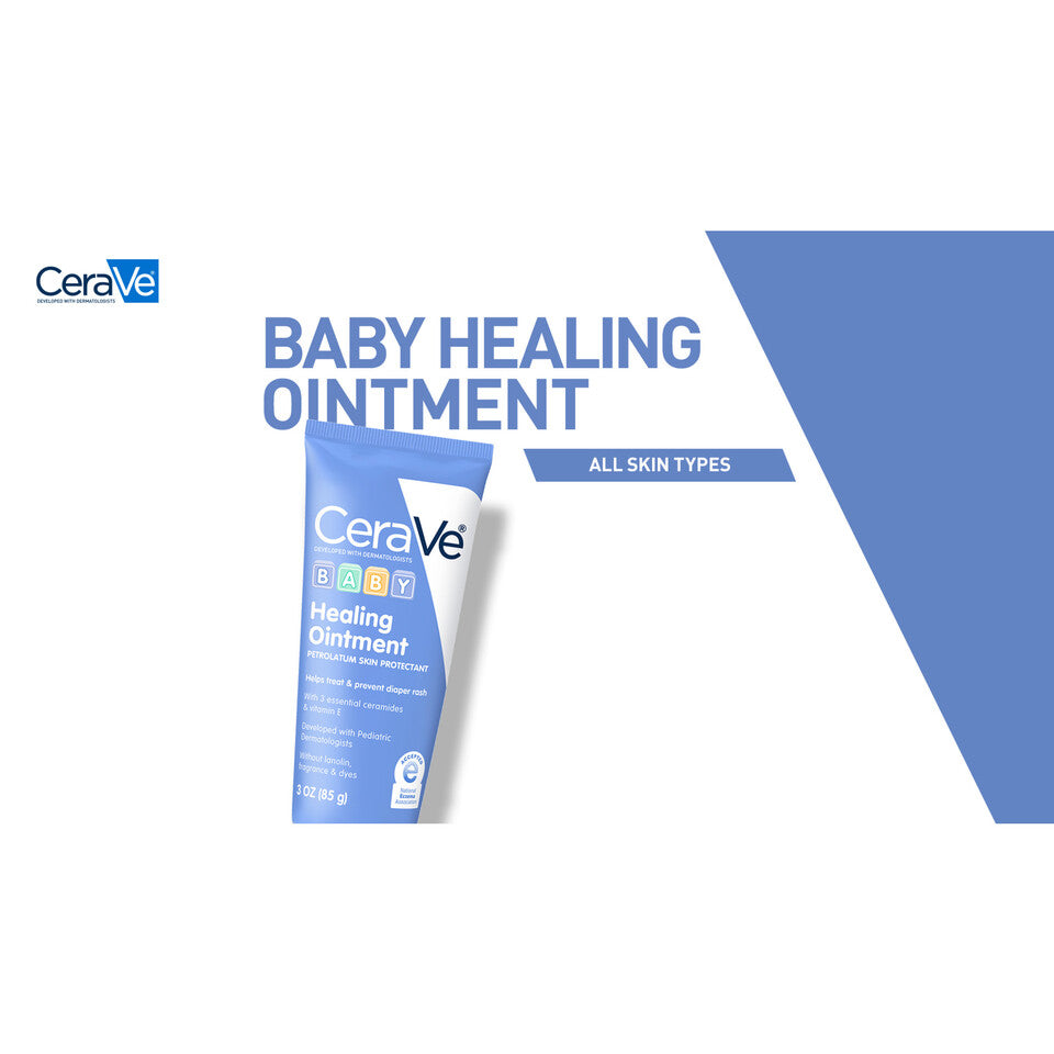 CeraVe Baby Healing Ointment, Fragrence Free Petrolatum Skin Protectant, 3oz