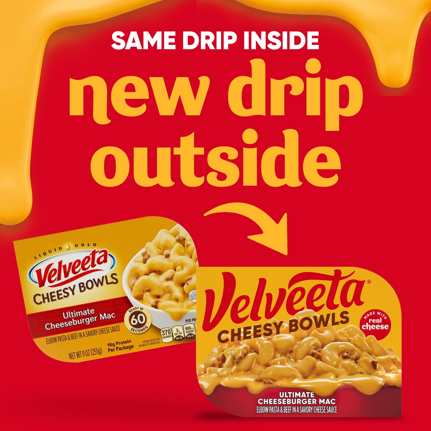 Velveeta Cheesy Bowls Ultimate Cheeseburger Mac Microwave Meal, 9 oz Tray