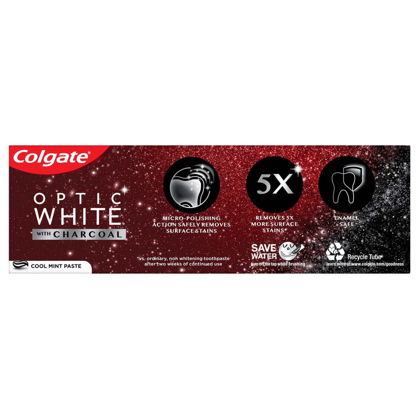 Colgate Optic White Whitening Toothpaste with Charcoal, Cool Mint Paste, 4.2 oz