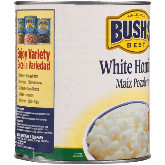 Bush's White Hominy, Canned and Shelf Stable, 108 oz