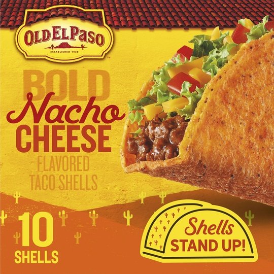 Old El Paso Stand 'N Stuff Bold Nacho Cheese Flavored Taco Shells, 10-Count