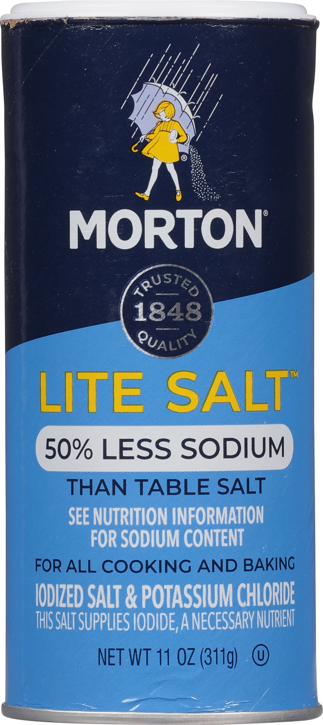 Morton Salt Lite Salt, 11 oz Canister